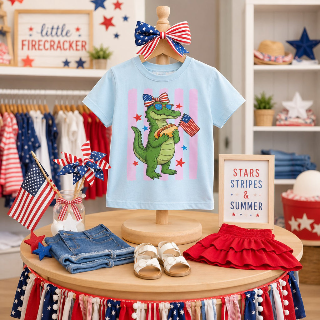 Gator and a Hot dog Girl Youth and Toddler Graphic Tee
