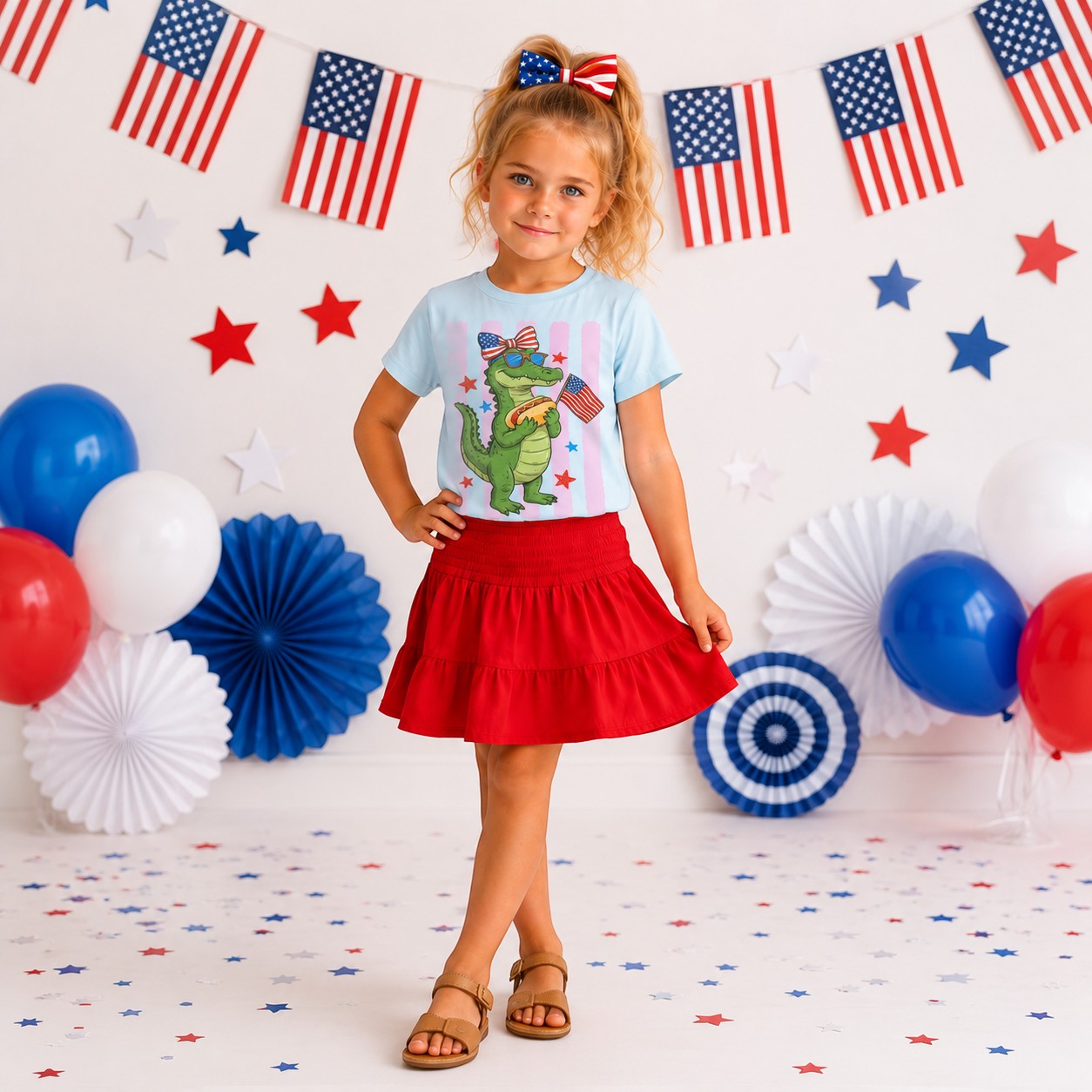 Gator and a Hot dog Girl Youth and Toddler Graphic Tee