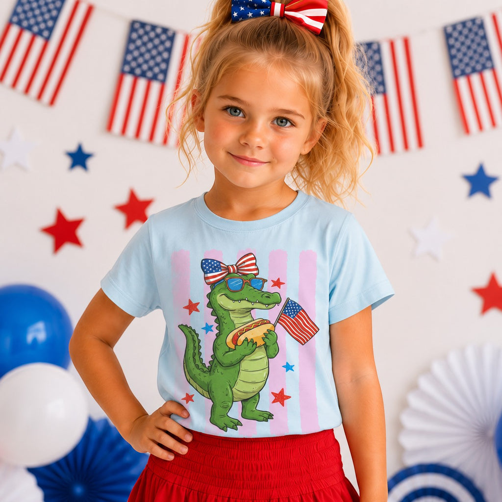 Gator and a Hot dog Girl Youth and Toddler Graphic Tee