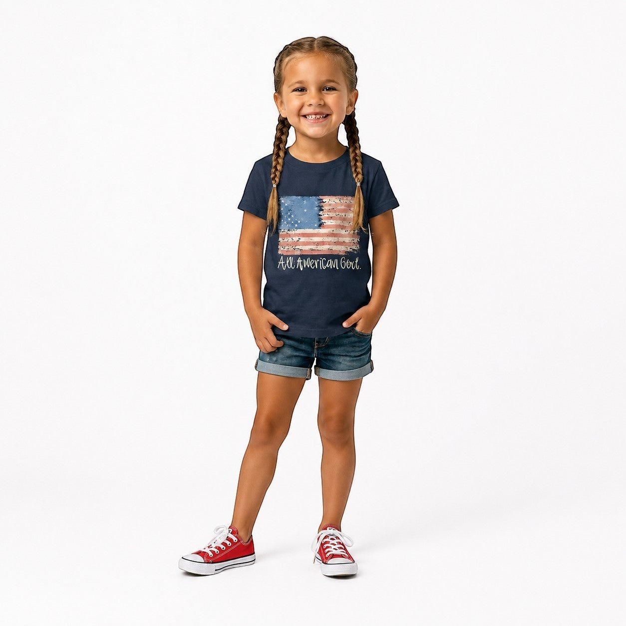 All American Girl Patriotic Youth and Toddler Graphic Tee