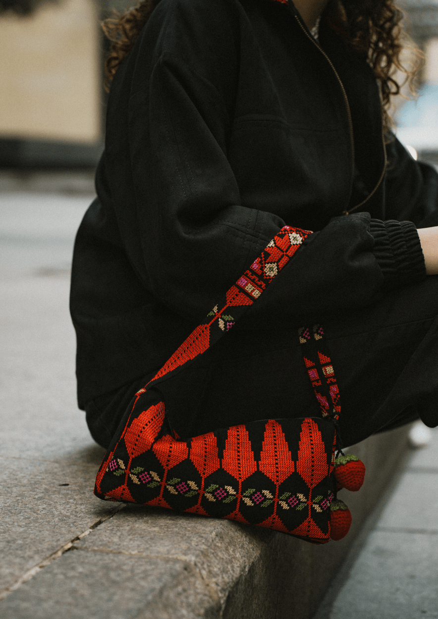 Tree of Life Embroidered Baguette Bag
