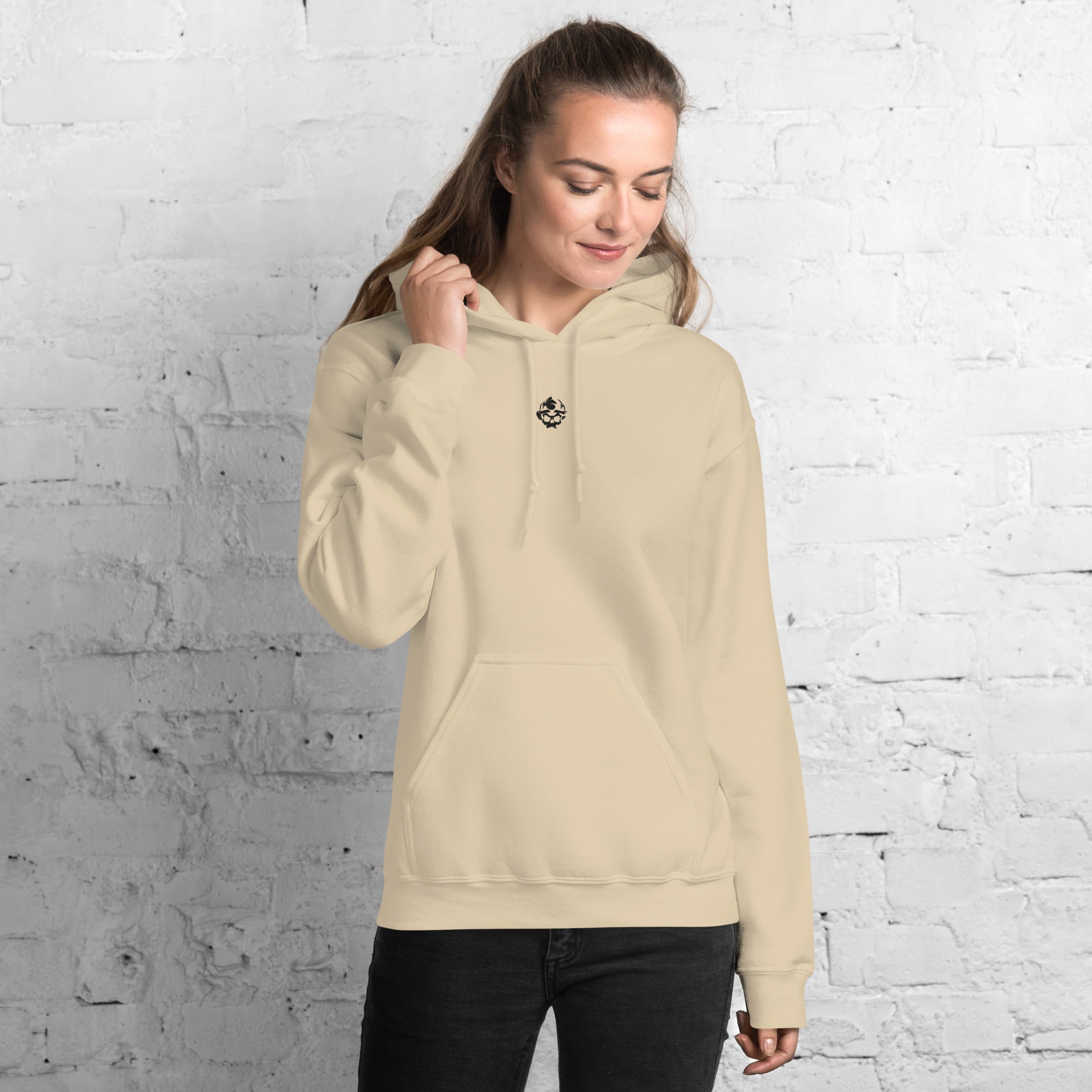 Embroidered Skull Logo Pullover Hoodie