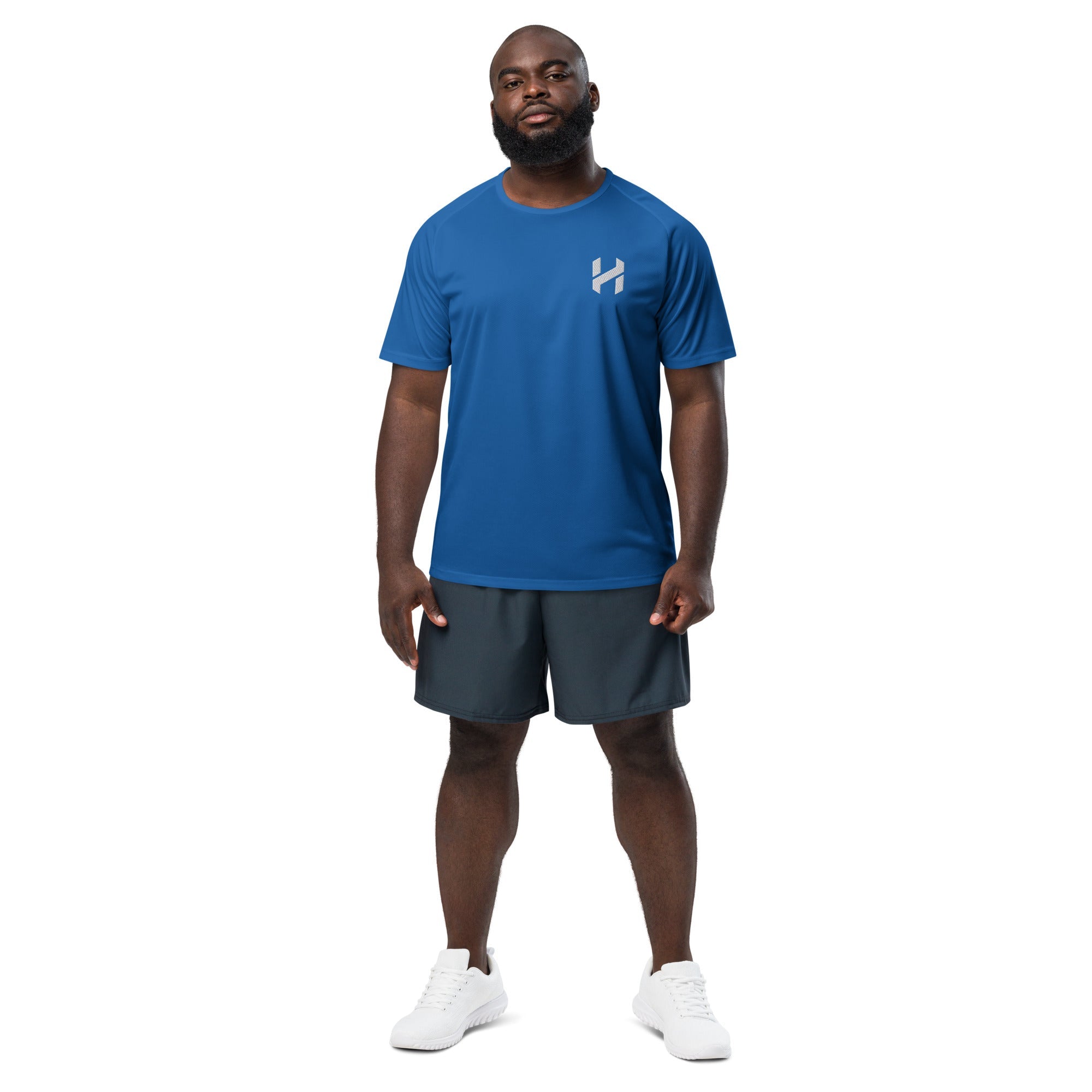 ShopHnH Men’s Performance Jersey – Black Athletic Mesh Workout Shirt | Breathable Polyester Gym & Streetwear Top with 3D Logo